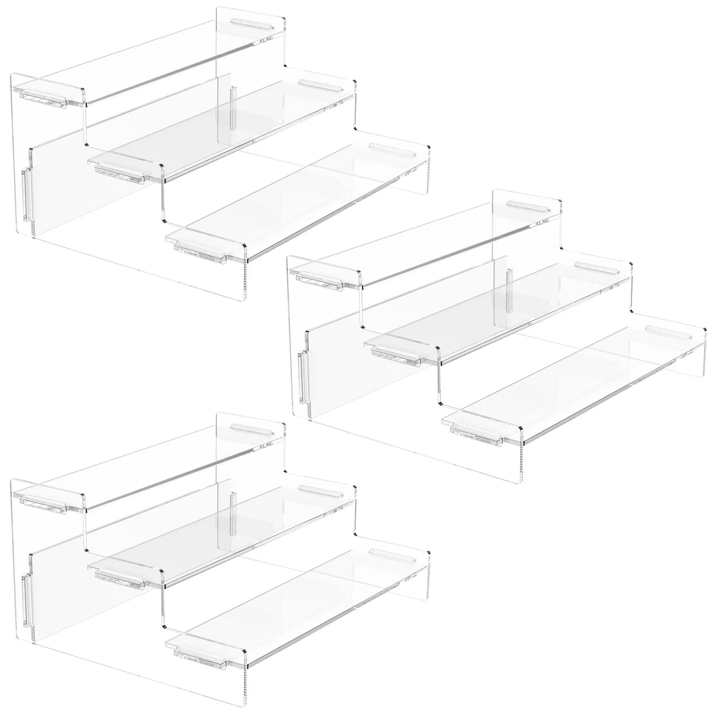 3Pcs 3 Tier Acrylic Display Stand Transparent Cupcake Perfume Jewelry Cosmetic Doll Clear Storage Shelf Blind Box Organizer