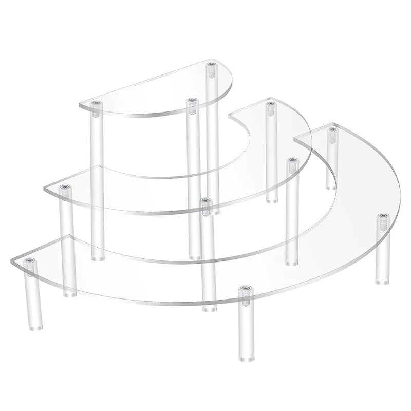 3-Tier Iridescent Acrylic Display Stand with Pastel Rainbow Colors Perfume Cosmetic Organizer,Ifor Dressing Table,Beauty Counter