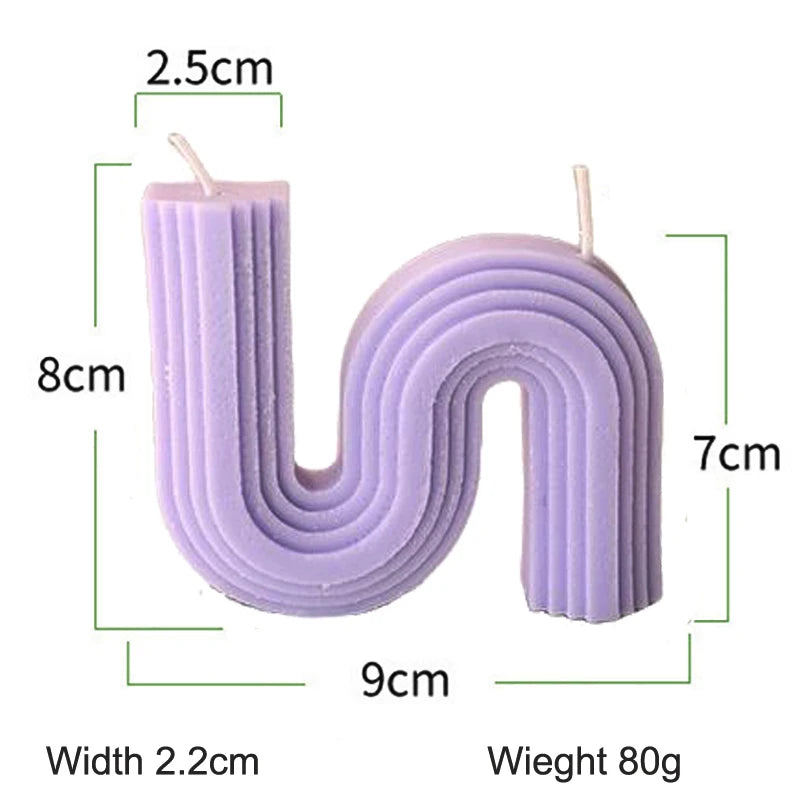 Geometry Unique Candle Wave S Shape Unscented Decorative Candles Black White Pink Hand Poured Soy Candles