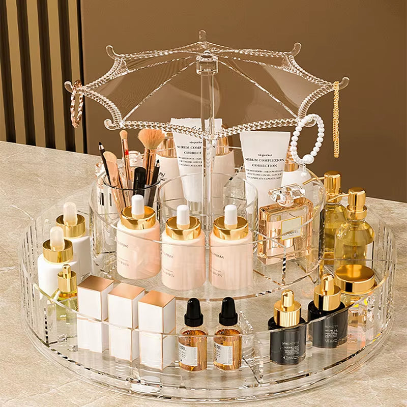 New Transparent Makeup Organizers with 360 Degree Rotation Storage Shelf Cosmetic Storage Box Bathroom Organizer Home Storage