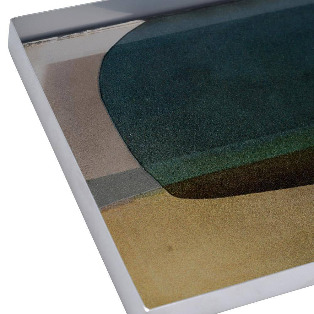 Green 16 In. and 20 In. Metal Modern Decorative Tray (Set of 2)