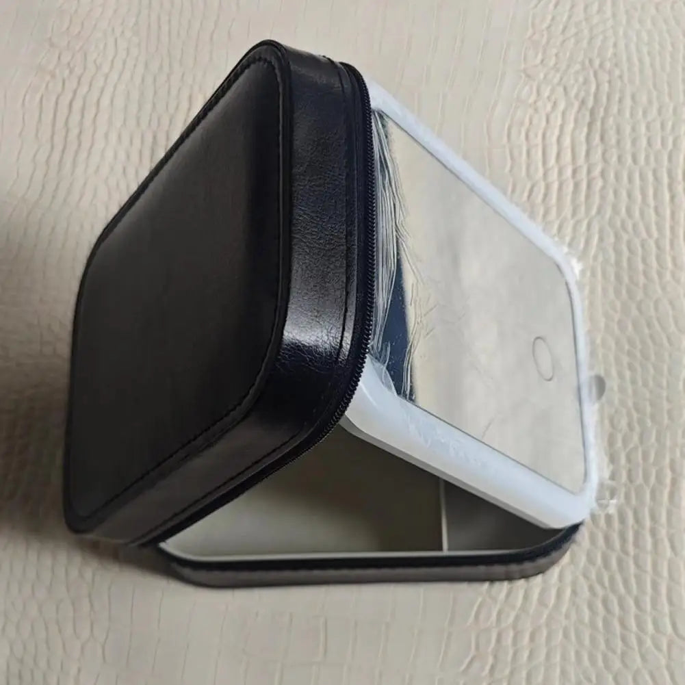 Travel Makeup Bag with LED Mirror USB Rechargeable 3 Colors Adjustable Lighted Vanity Mirror Cosmetic Case Jewelry Organizer Box