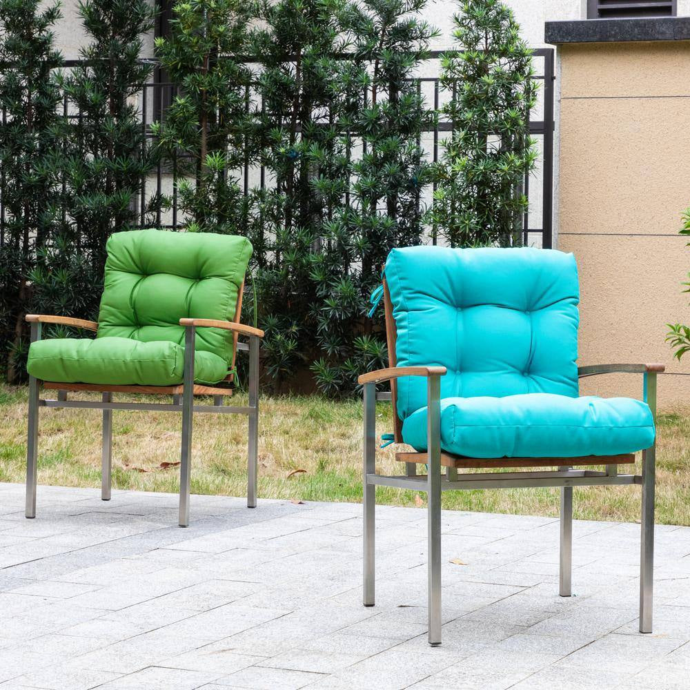 Outdoor Cushions Dinning Chair Cushions with Back Wicker Tufted Pillow for Patio Furniture in Lake Blue