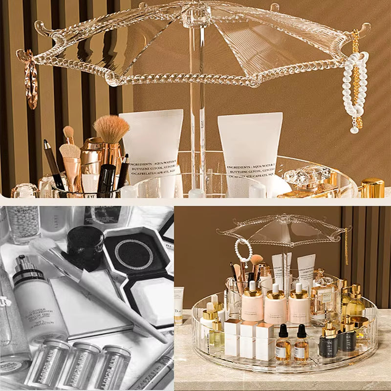 New Transparent Makeup Organizers with 360 Degree Rotation Storage Shelf Cosmetic Storage Box Bathroom Organizer Home Storage
