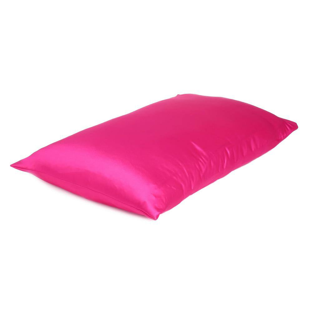 Amelia Fuchsia Solid Color Satin King Pillowcases (Set of 2)