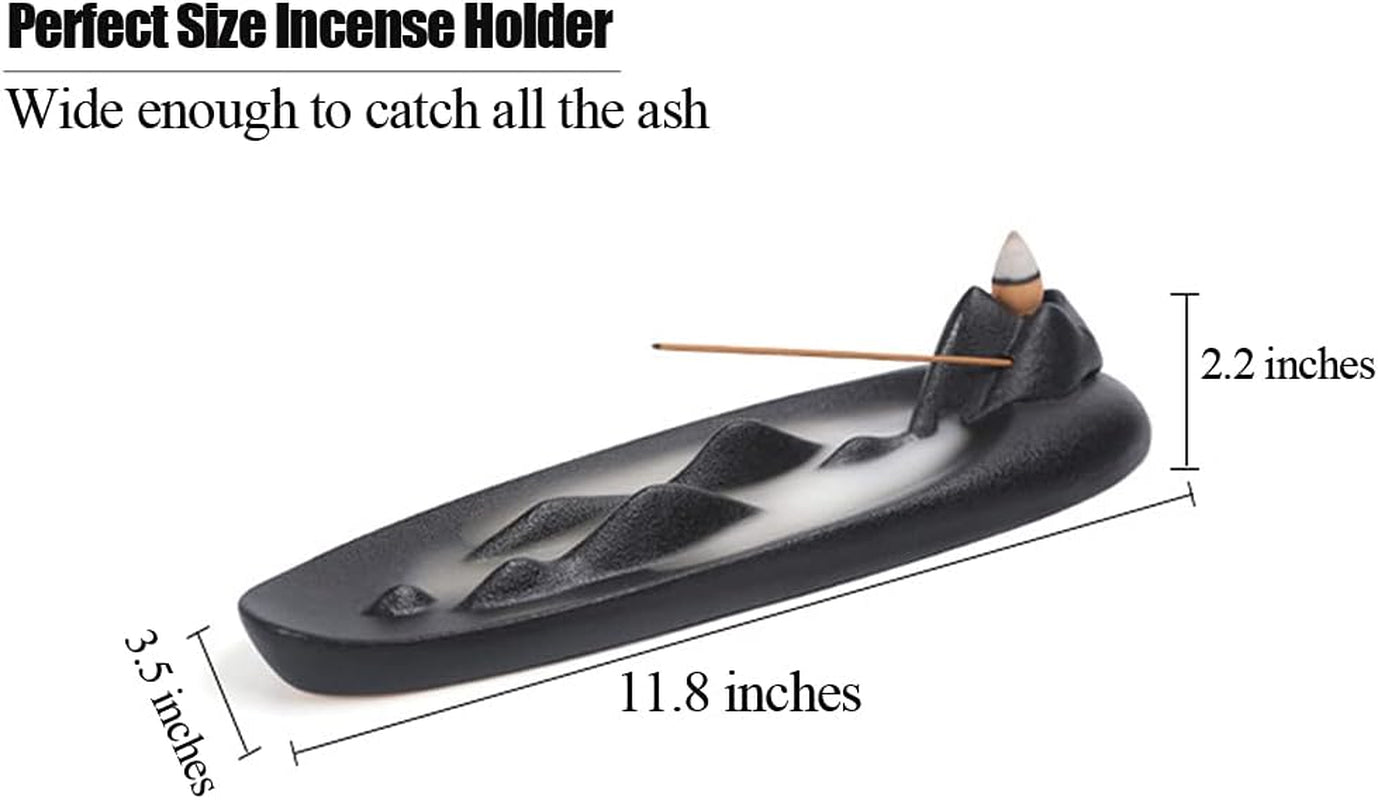 Ceramic Backflow Incense Burner Modern Smoke Waterfall Incense Holder, Cone & Stick Incense Tray, Incense Ash Catcher for Aromatherapy, Home Decor and Ornamental Gifts