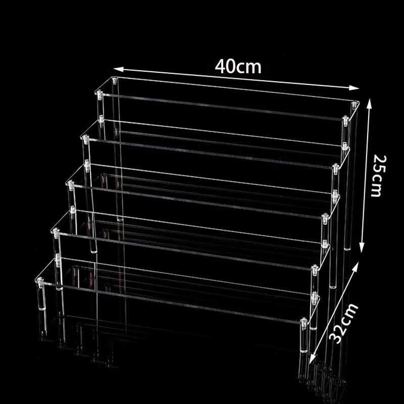 1-5 Tier Acrylic Display Stand Perfume Doll Clay Figurine Blind Box Storage Rack Transparent Ladder Makeup Organization W-2