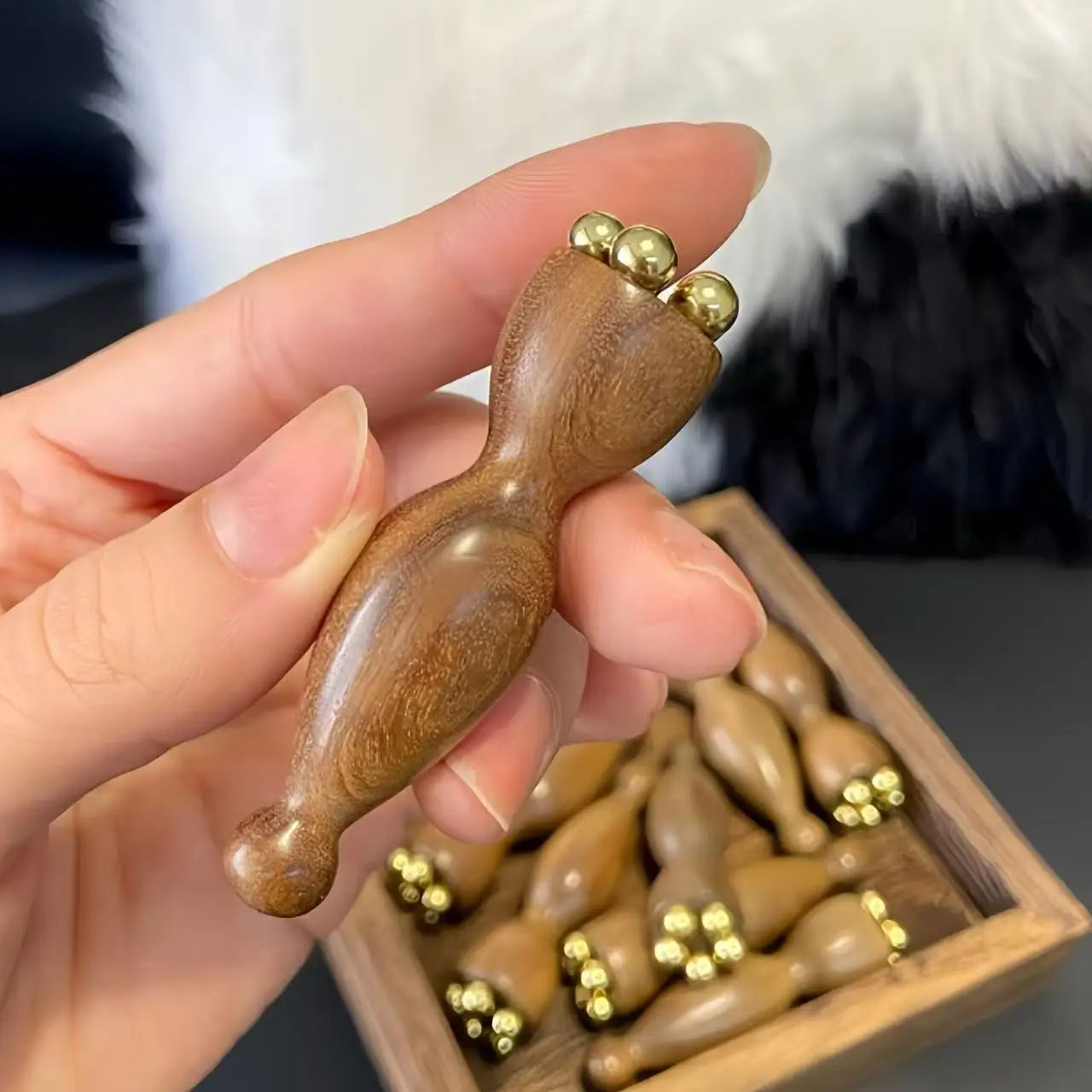 Hot Face Massage Tools Lotus Seedpod Beauty Brass & Rosewood Dark Circles Gua Sha Tool Eye Relaxation Meridians Acupoint Massage