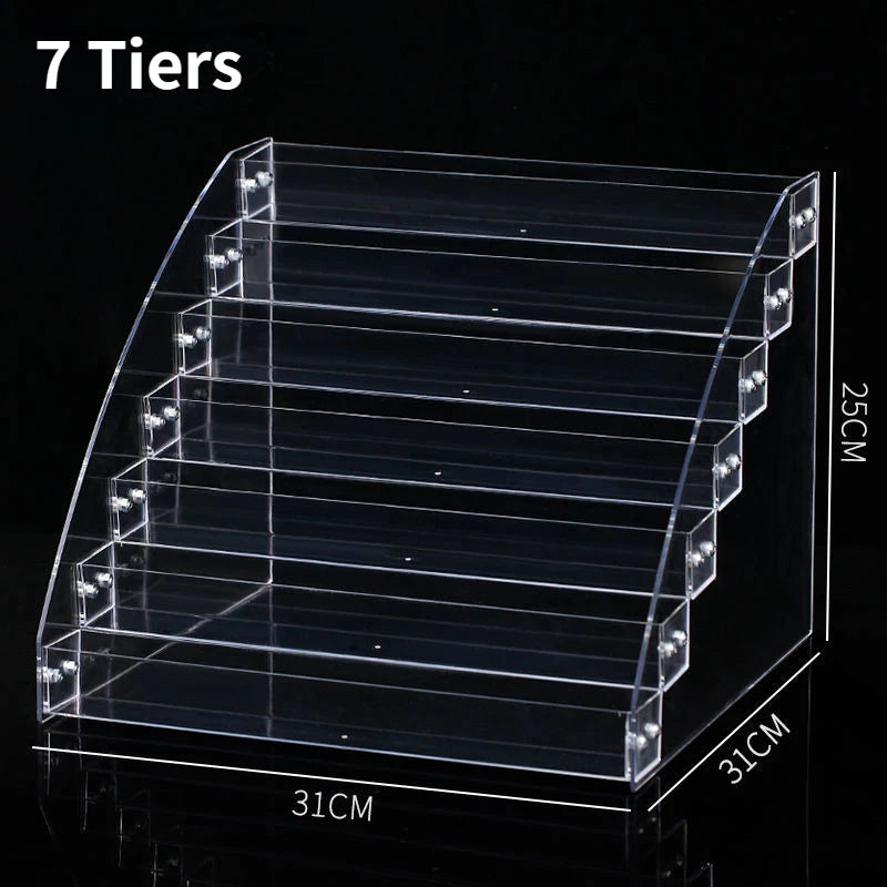 Acrylic Display Rack Nail Polish Storage Box Transparent Ladder Perfume Stand Holder Makeup Organizer Toy Shelf Desktop Shelf