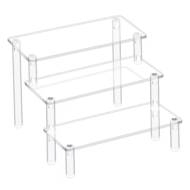 1-4 Tier Acrylic Display Stand Durable Display Rack for Cupcake Perfume Doll Transparent Trapezoidal Blind Box Storage Shelf