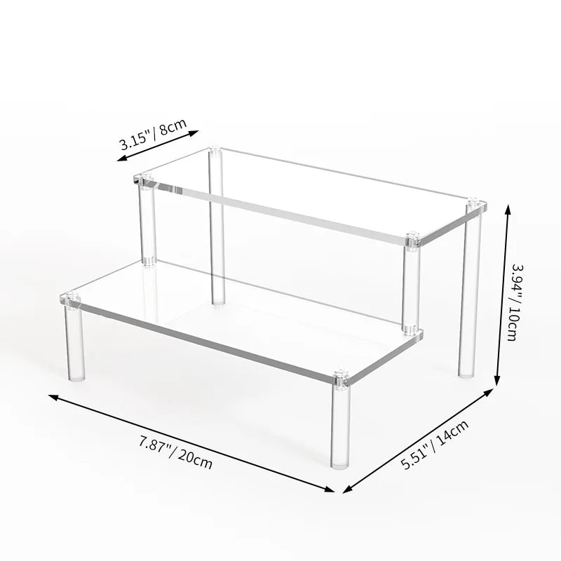 1-4Layer Acrylic Display Stand Durable Display Rack for Cupcake Perfume Doll Transparent Trapezoidal Blind Box Storage Shelf