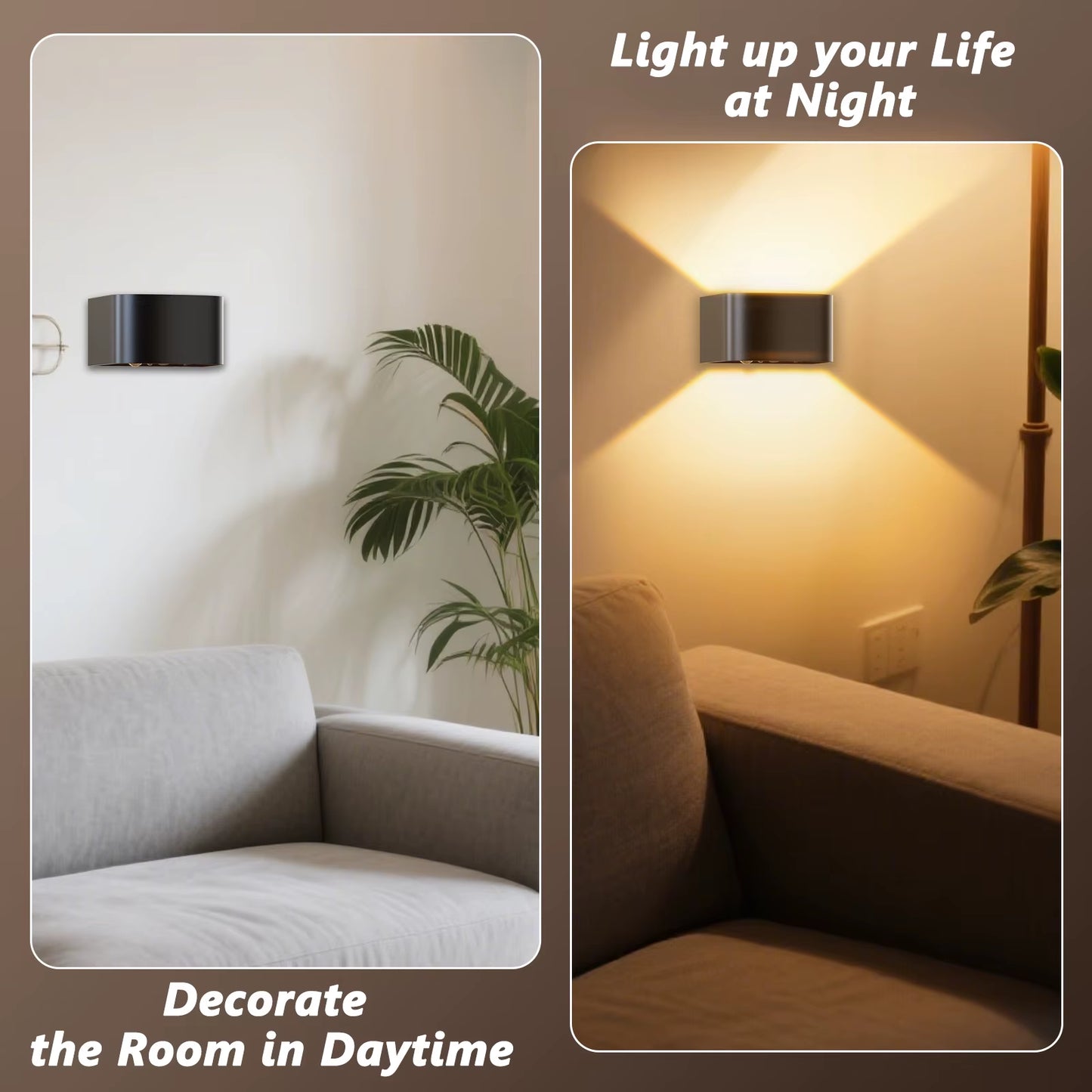 Indoor Wall Lamps with Motion Sensors, Remote Control, 3 Colors, LED Wall Lamps, 3 Modes, Wall Lamps Powered by Rechargeable Bat