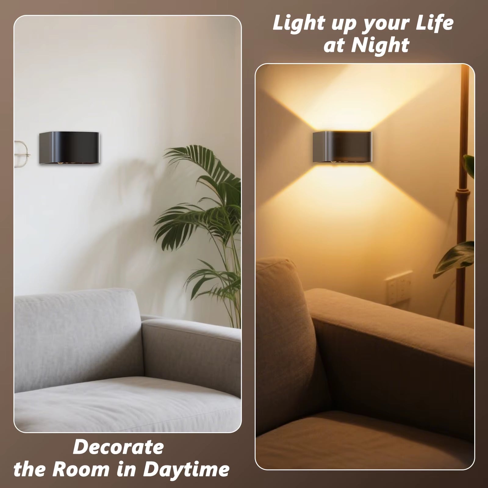 Indoor Wall Lamps with Motion Sensors, Remote Control, 3 Colors, LED Wall Lamps, 3 Modes, Wall Lamps Powered by Rechargeable Bat