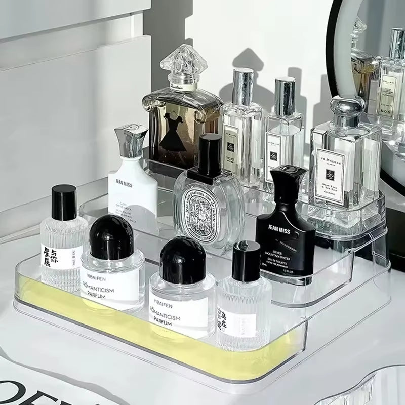 Acrylic Three-Layer Transparent Perfume Organizer Rack Q Fragrance Mini Storage Box Display Stand Plastic Storage Holder
