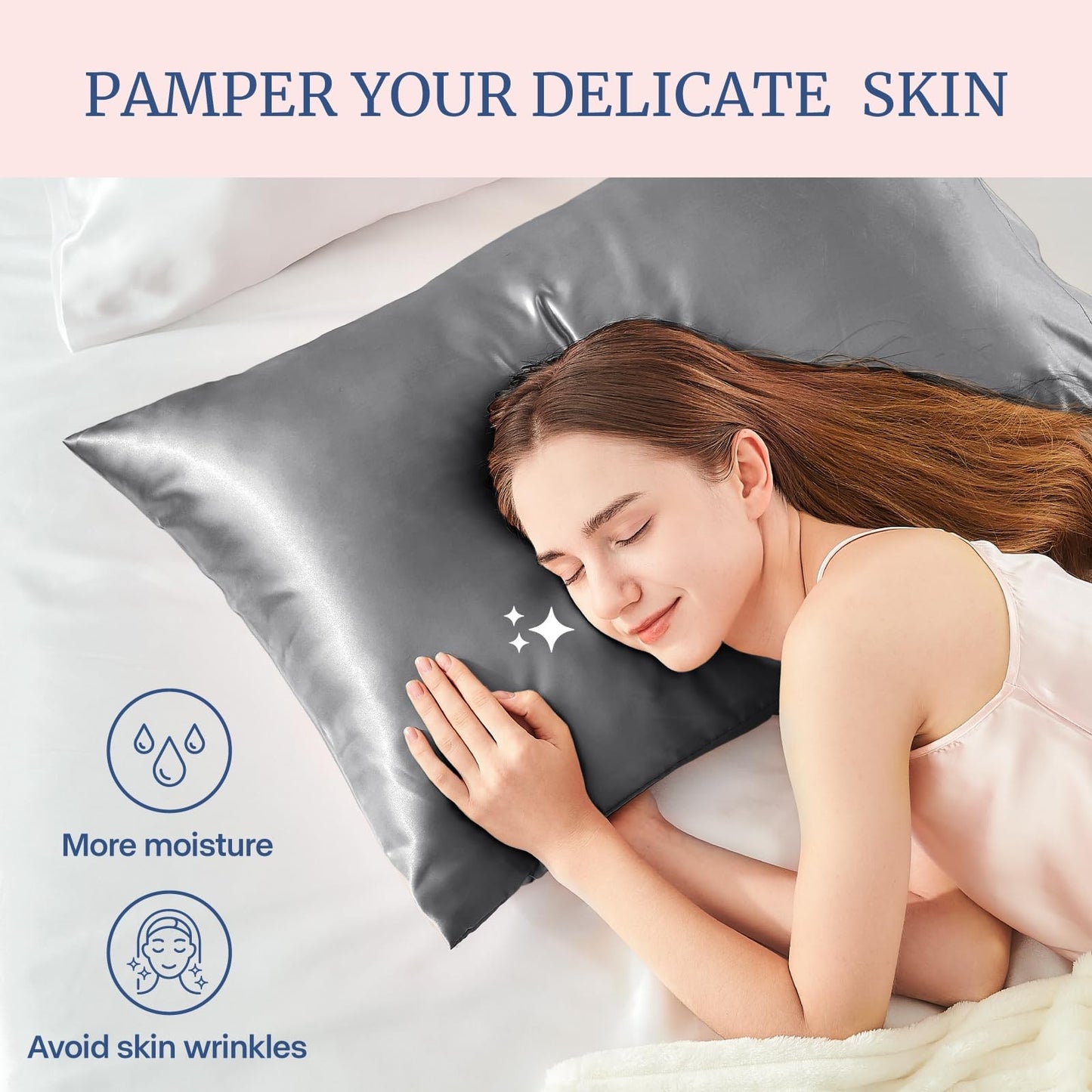 BEDELITE Satin Pillowcase for Hair and Skin, Super Soft and Cooling Similar T...