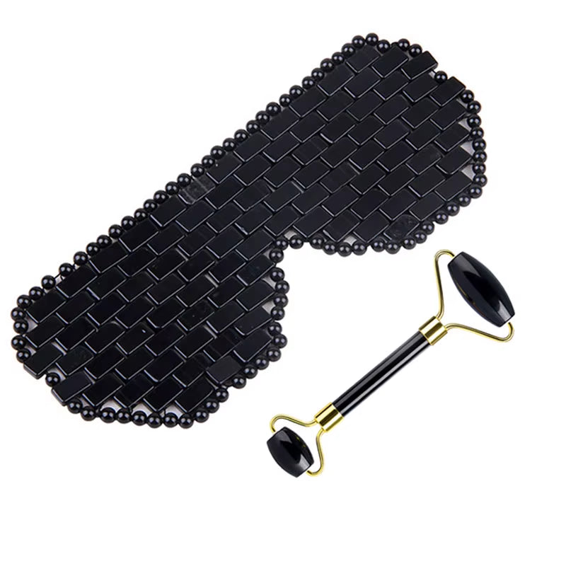 New Natural Obsidian Sleep Eye Mask Jade Roller Gua Sha Massage Tools Cold Therapy Health Beauty Skin Care Massager for Face