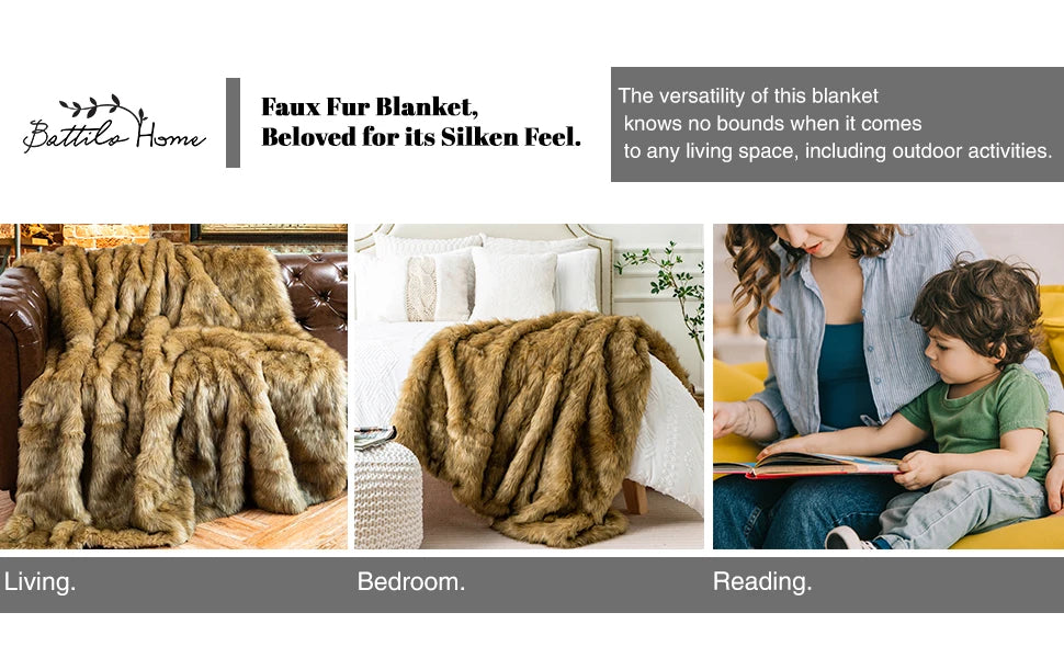 Faux Fur Throw Blanket Luxury Decorative Sofa Blankets Thick Warm Fur Blanket Soft Fluffy Plaid Throws for Bed King Size