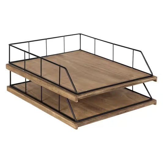 Benbrook Rustic Brown/Black Metal Letter Tray (2-Pack)