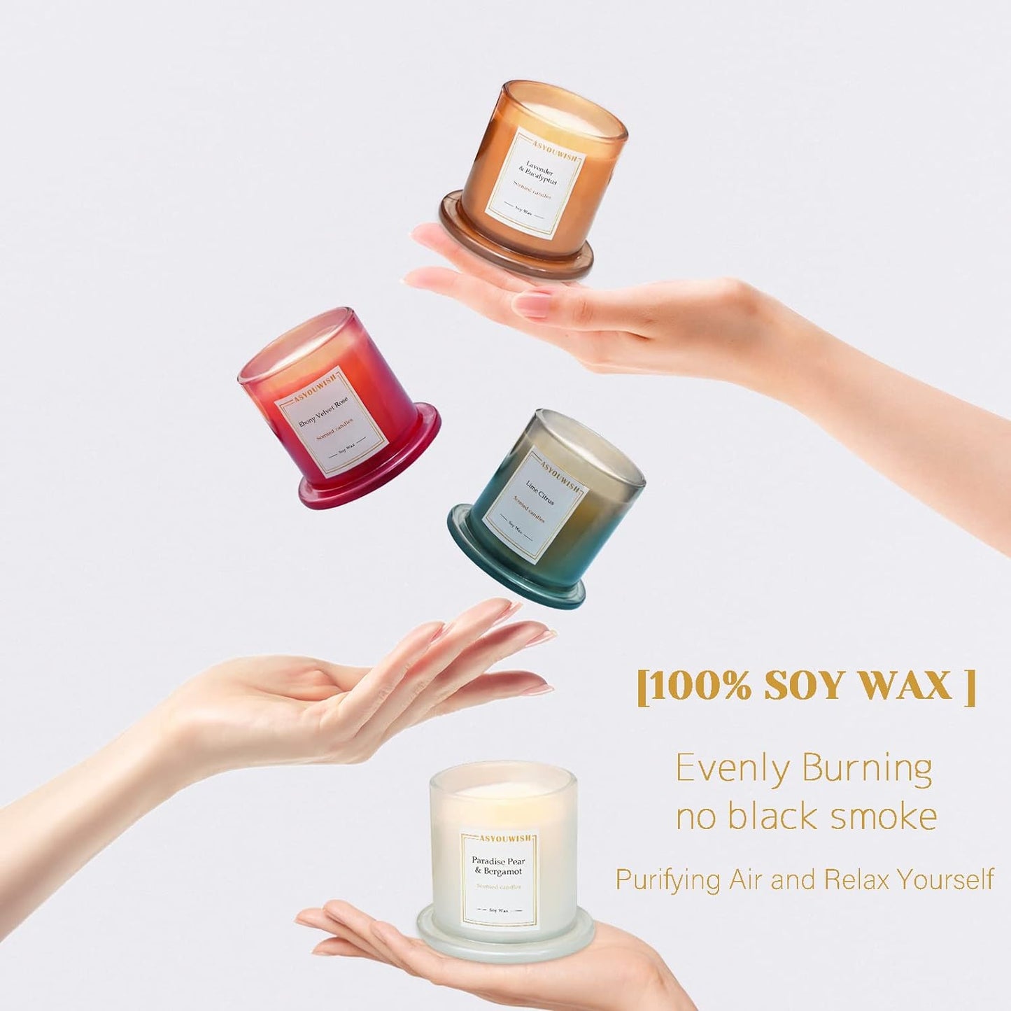 Scented Candle for Stress Relief,Aromatherapy Candle for Women ,Gift Set for Holiday, Soy Wax Candle for Home Scented
