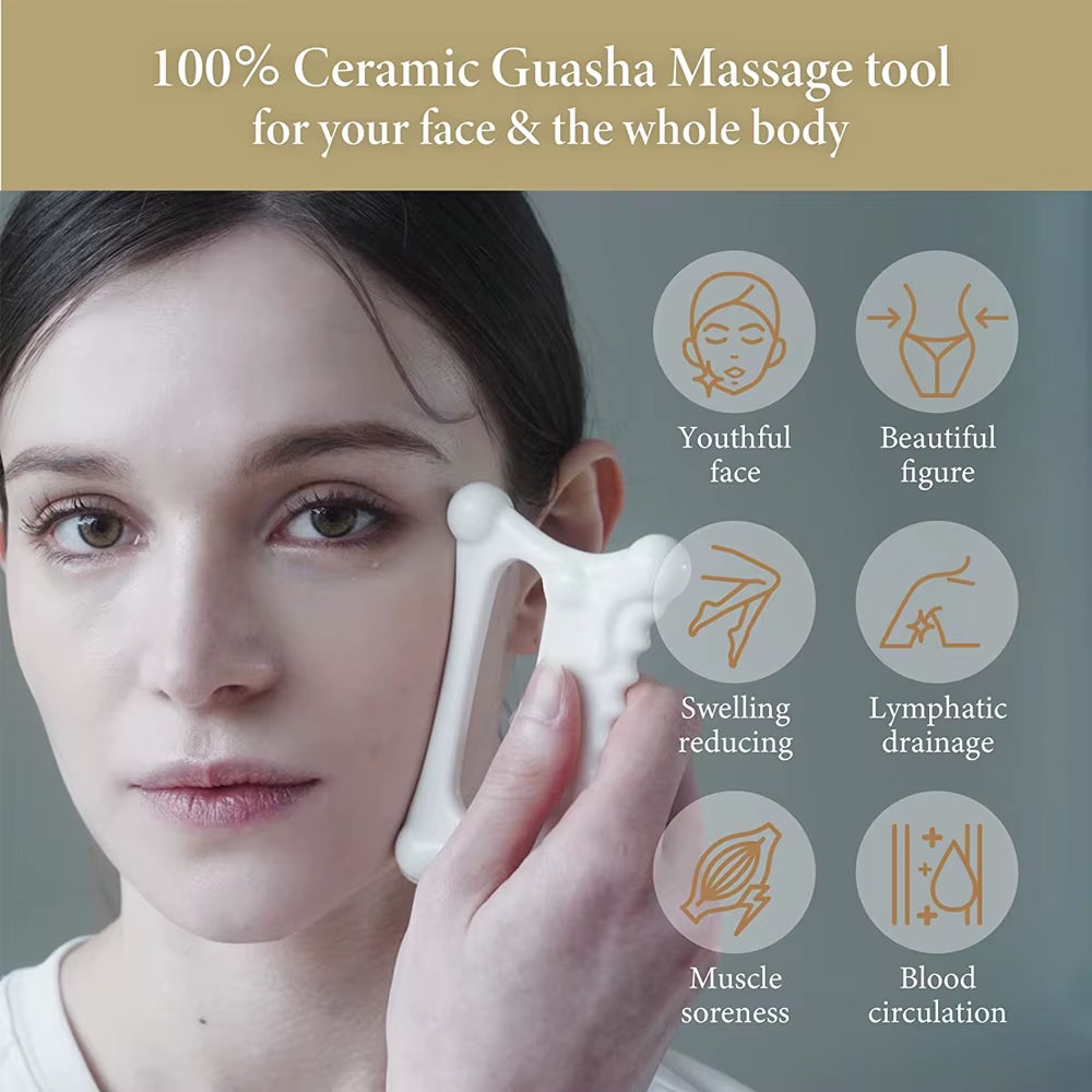 Gua Sha Tools Face Massagers Ceramic Gua Sha Scraper Board for Face Lift Slimmer Skin Tightening Facial SPA Massage Tool