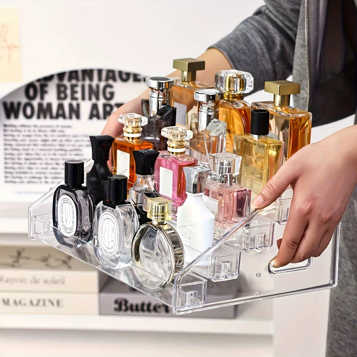 1Pc Acrylic Multilayer Ladder Transparent Perfume Display Shelf Cosmetics Store Display Shelf Is Suitable for Lipstick Organizer
