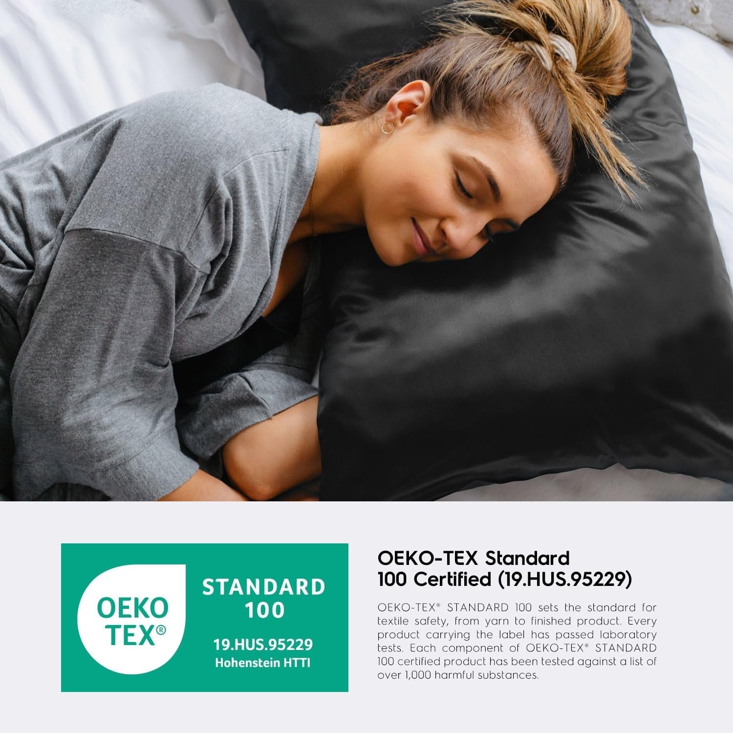 Pillow Cases - 22Mm 100% Pure Mulberry 6A Silk Pillowcase for Hair & Skin with Zipper Closure, Cooling, Natural, Organic, Double Sided Silk Pillow Case (Charcoal Grey, King 20X36, 1Pc)