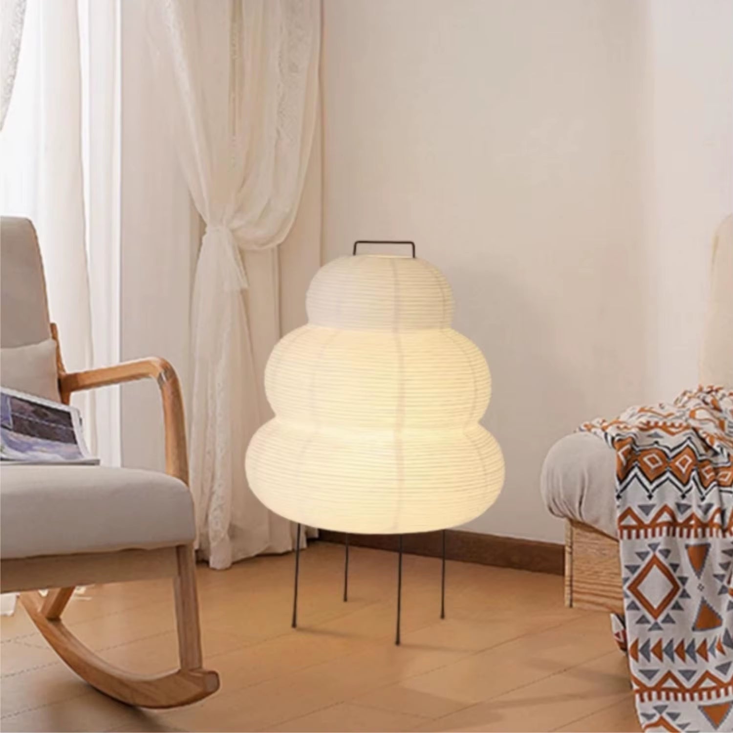 Noguchi Style Akari Floor Lamp, Rice Paper Lantern, Cloud, Japanese Floor Lamp
