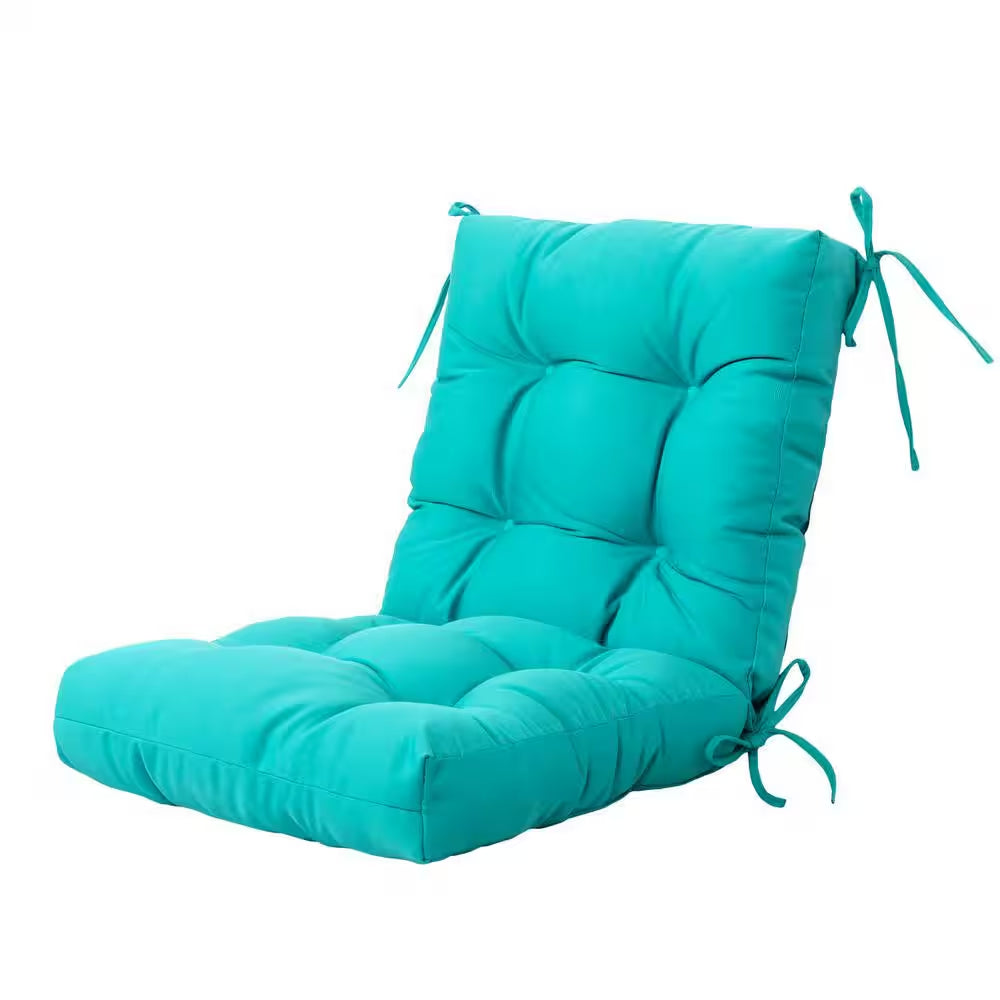 Outdoor Cushions Dinning Chair Cushions with Back Wicker Tufted Pillow for Patio Furniture in Lake Blue