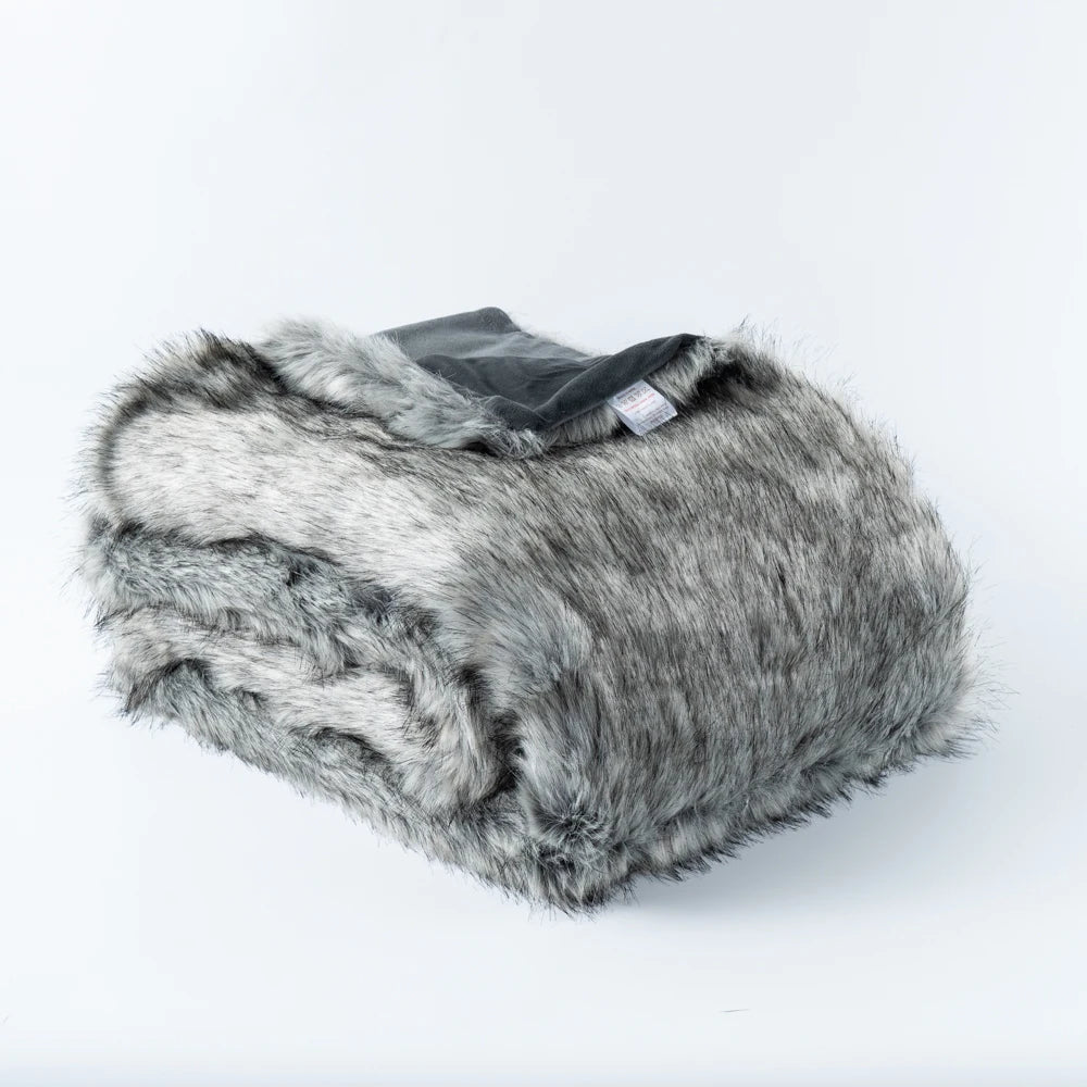 Faux Fur Throw Blanket Luxury Decorative Sofa Blankets Thick Warm Fur Blanket Soft Fluffy Plaid Throws for Bed King Size