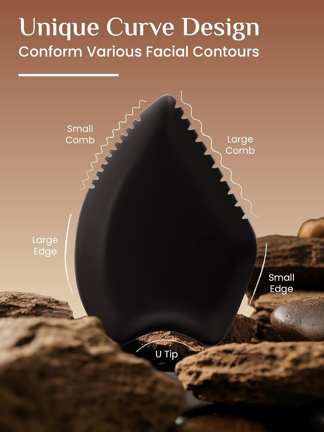 Gua Sha Facial Tool: Black Jade Stone Face Gua-Sha Tools, Natural Bian Stones Full Body Massage Tool for Neck/Shoulder/Back/Leg