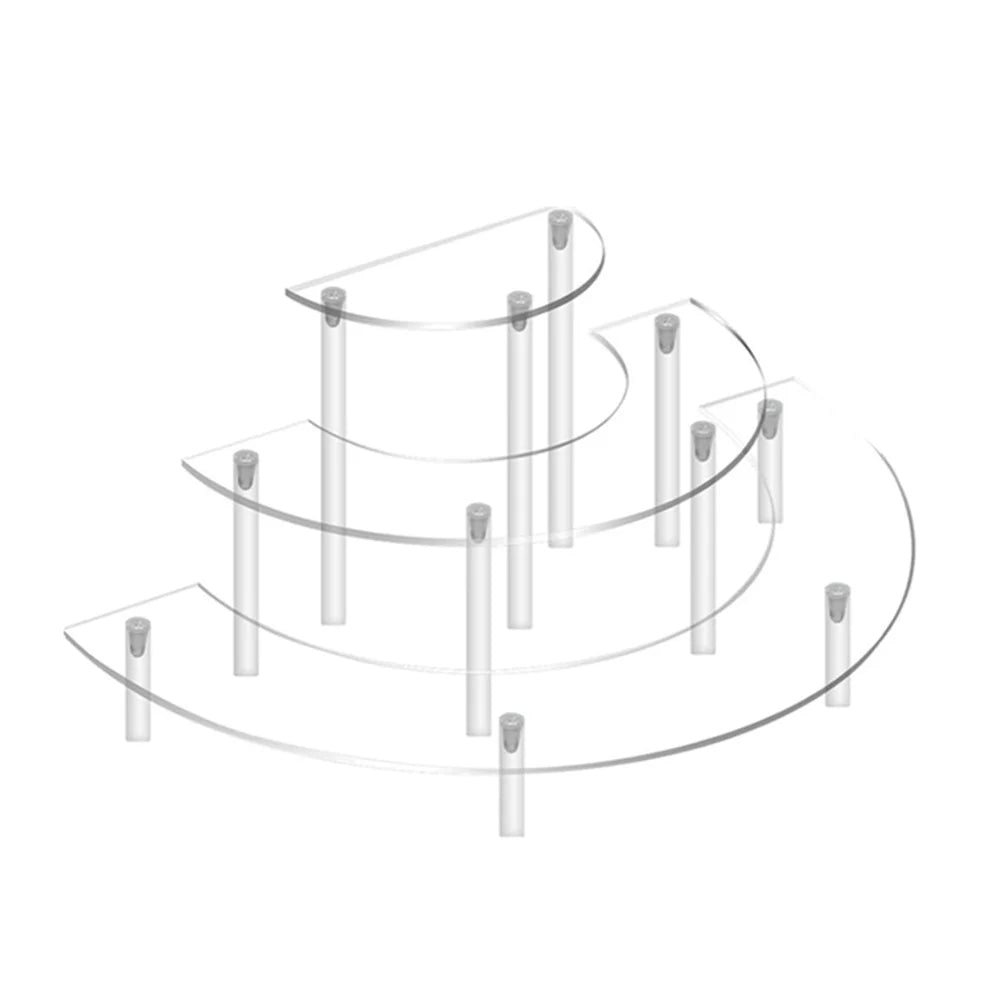 1/2Pack Acrylic Display Riser 3 Tier Half Moon Cupcake Stand Clear Perfume Organizer Dessert Stand for Display for Food, Cupcake