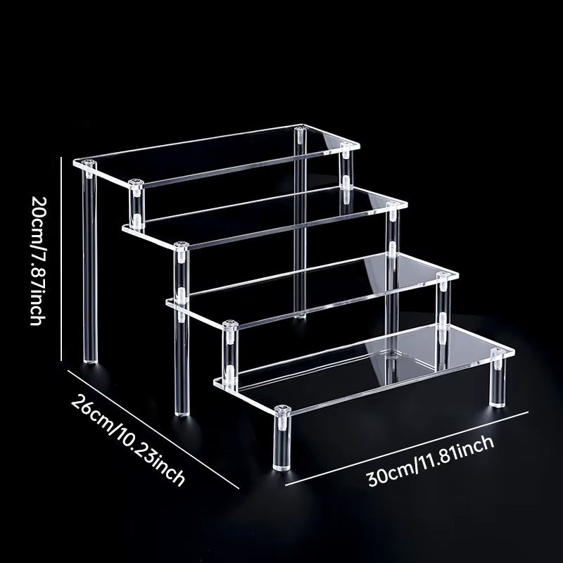 1-5 Tier Acrylic Display Stand Perfume Doll Clay Figurine Blind Box Storage Rack Transparent Ladder Makeup Organization W-2
