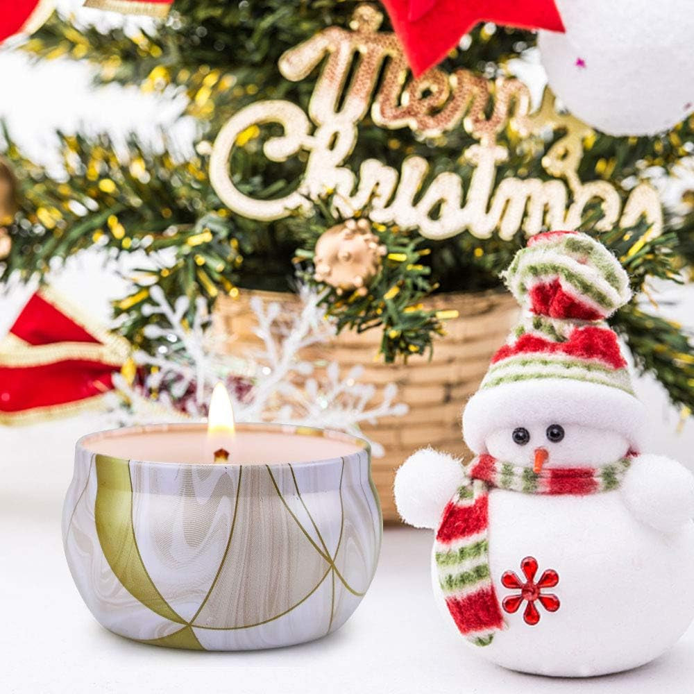 6 Pack Scented Candles Gifts for Women, 120 H Long Lasting Aromatherapy Candle Set, Soy Wax Home Tin Jar Candles for Bath, Stress Relief, Yoga, Christmas Day Gifts+1
