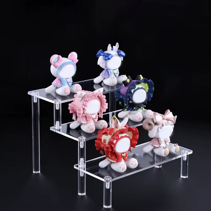 1-5 Tier Acrylic Display Stand Perfume Doll Clay Figurine Blind Box Storage Rack Transparent Ladder Makeup Organization W-2
