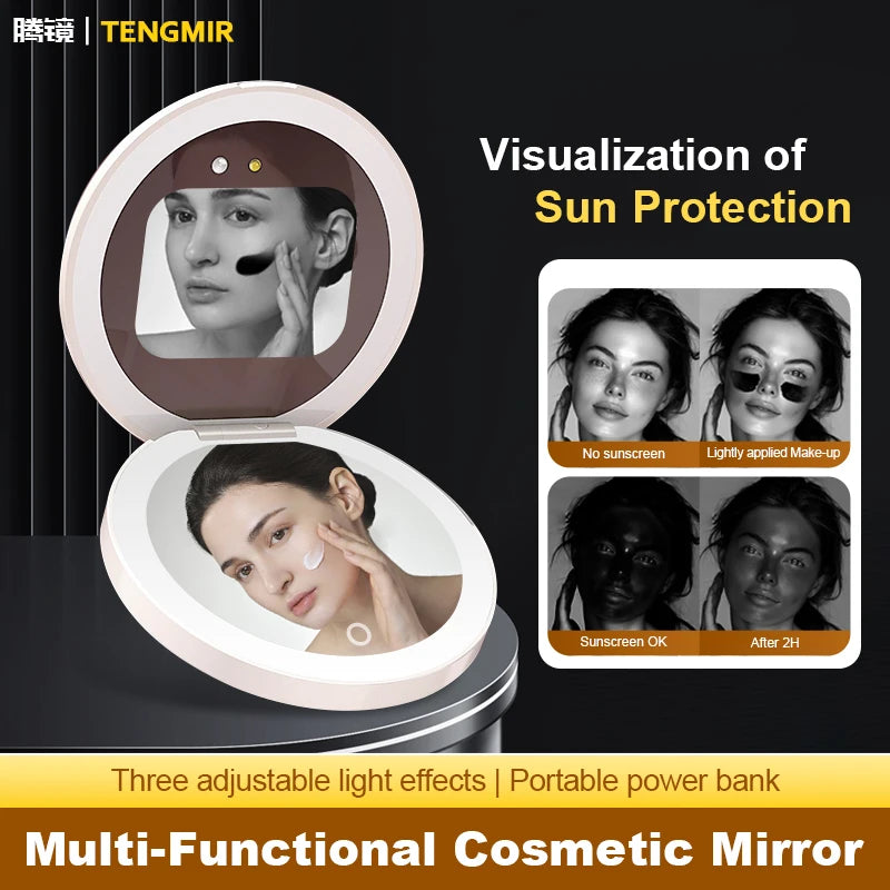 Foldable Portable Uv Sunscreen Test Mirror Mini Pocket Mirrors Suitable for Travel Beautiful Practical Makeup Mirrors