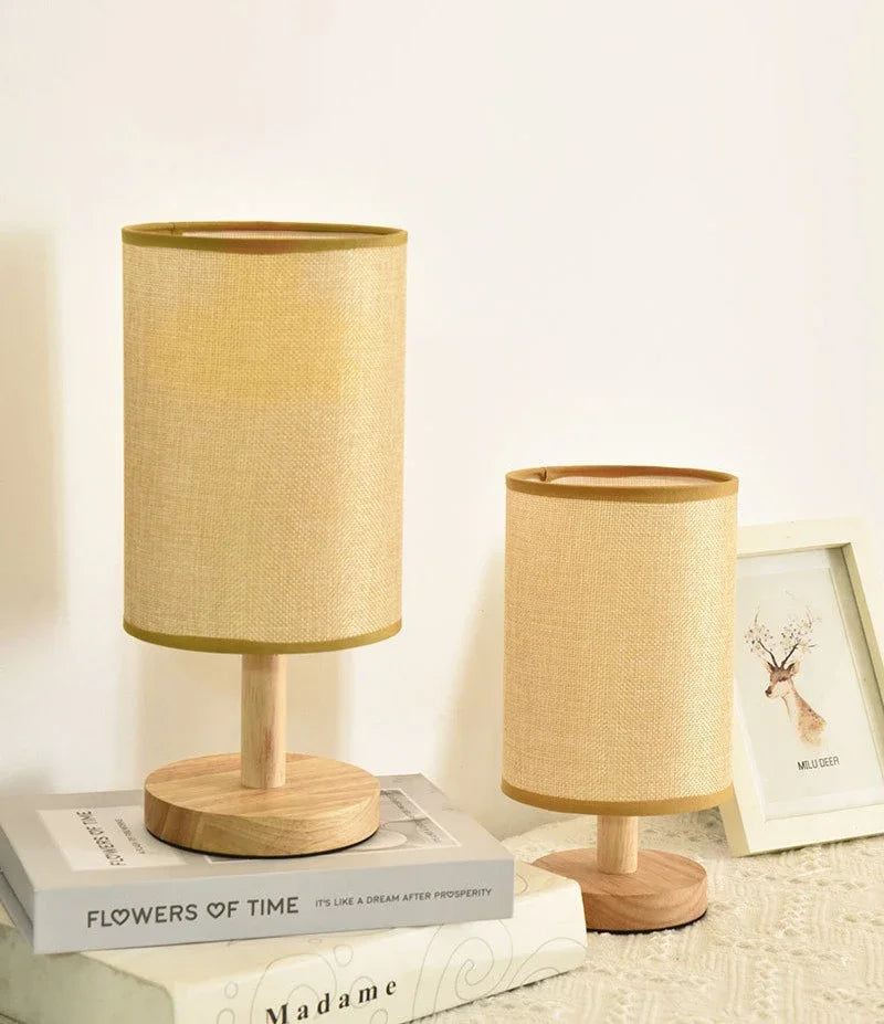 LED Table Lamps Simple Chinese Style Decoration Lamp Dimmable USB Plug Night Light Fabric Lampshade Bedroom Bedside Lighting