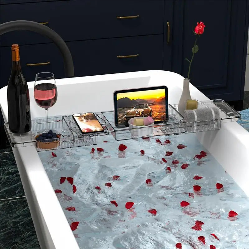 Bathtub Trays for Tub Bathtub Tray Caddy for Bath Bath Shelf over Tub Adjustable Bath Tray Bathtub Accessories for Home Spa