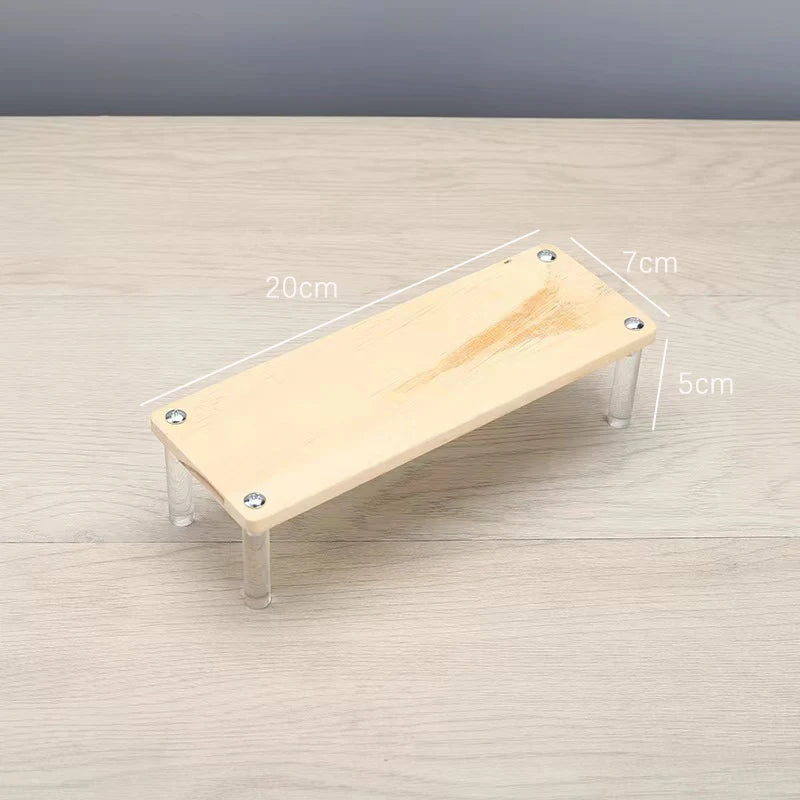 Solid Wooden Ladder Display Rack with Acrylic Pillars, Blind Box, Toy, Perfume, Jewelry Display Stand, Storage Shelf, 1-5 Tiers