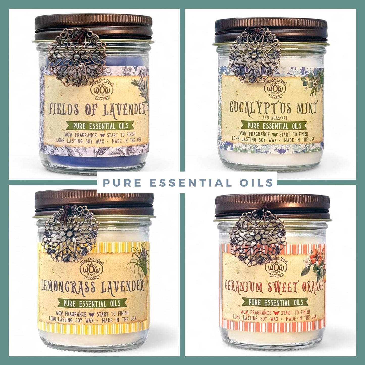 Scented Candle for Home by  - Long Lasting Home Fragrance or Essential Oils - Small Candles Gifts for Women - 8 Oz Eucalyptus Mint Natural Aromatherapy Soy Candles - Made in USA
