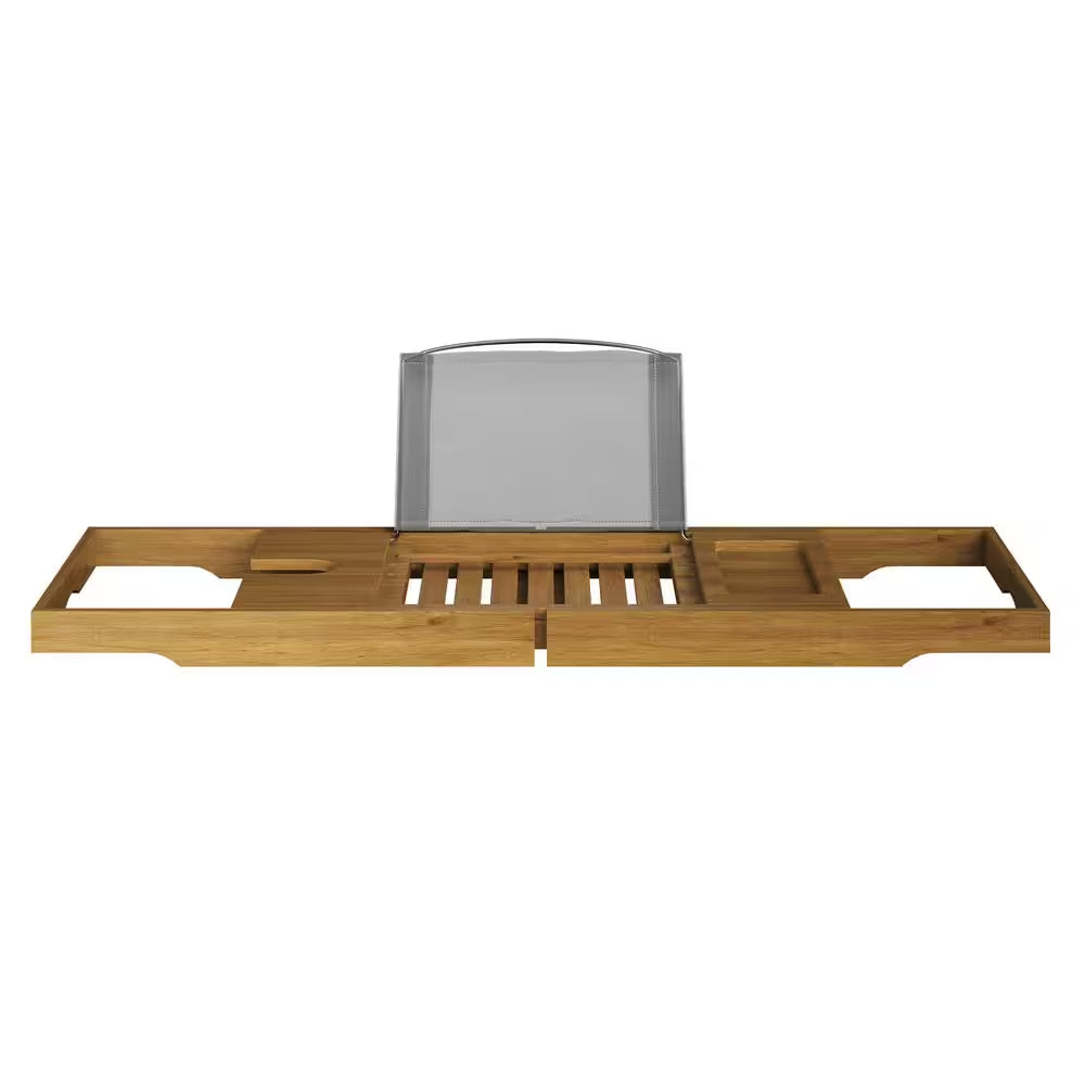 Acacia Bathtub Tray with Tablet Rest in Natural Wood