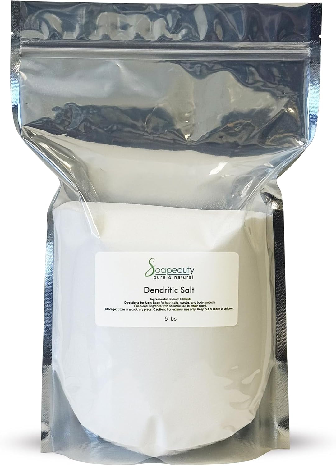 Dendritic Salt | Premium Fine Grain Bath and Body Salt for Scrubs, Exfoliants, and Milk Baths | High Absorption for Fragrance Oils and Essential Oils | 5 Lb