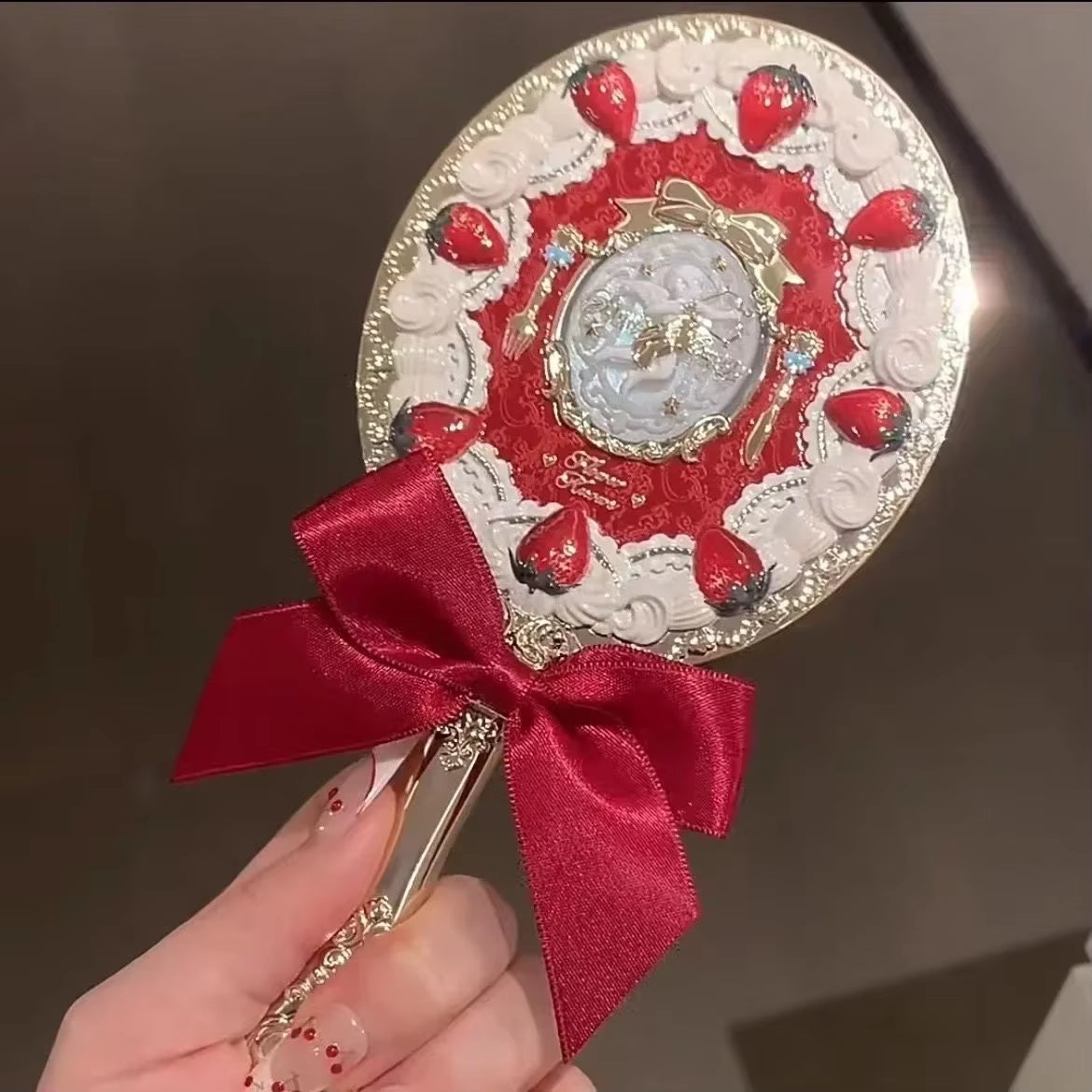 Flower Knows Vanity Mirror Violet Strawberry Rococo Hand Mirror Makeup Mirrors Portable Mirror with Handle