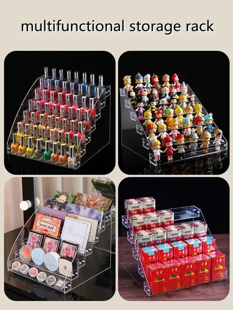 Transparent Acrylic Perfume Display Rack Multi-Layer Nail Polish Storage Rack Ladder Desktop Toy Display Rack Shop Display Tool