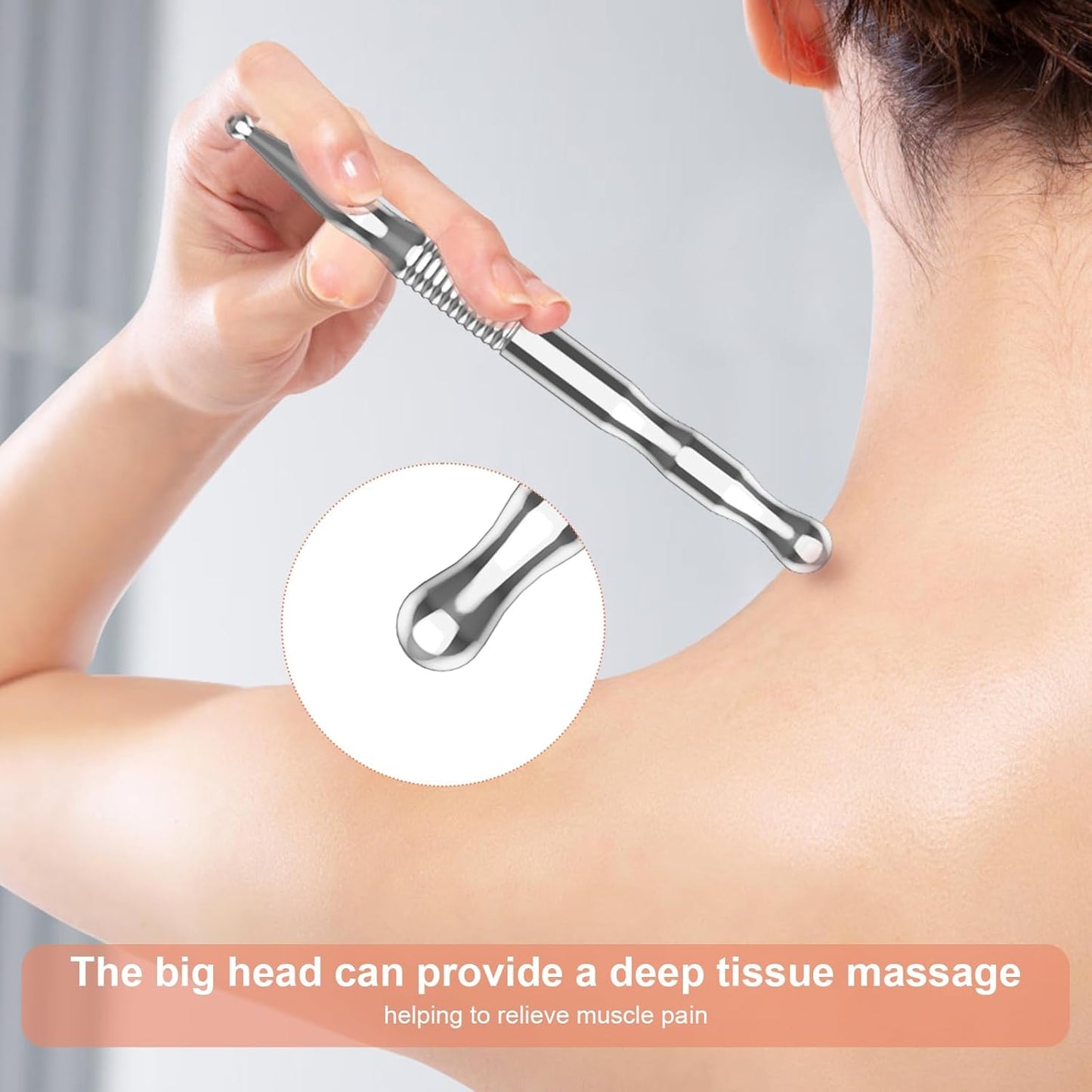 Stainless Steel Gua Sha Tool & Acupuncture Pen- Deep Tissue Massage & Pain Relief Therapy with Trigger Point - Full Body Self-Massage Acupressure Bar for Relaxation (JGS-3)