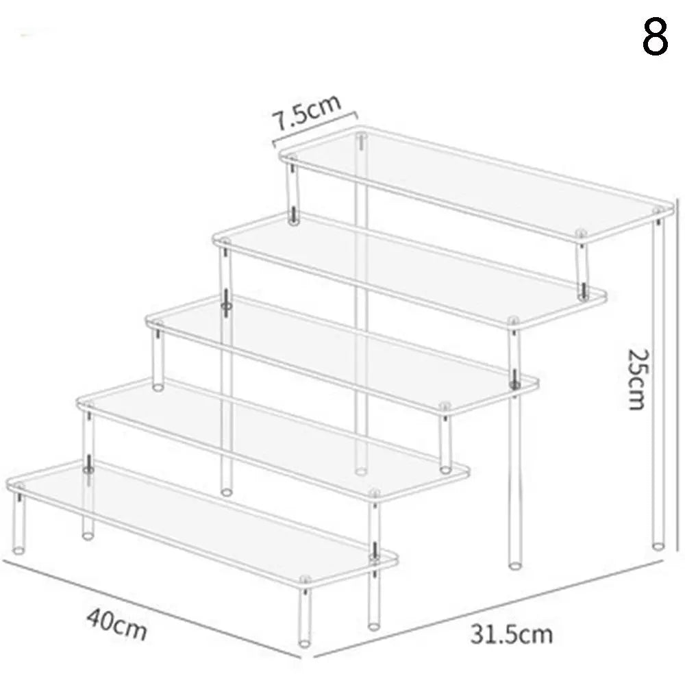 1-4 Tier Acrylic Display Stand Durable Display Rack for Cupcake Perfume Doll Transparent Trapezoidal Blind Box Storage Shelf