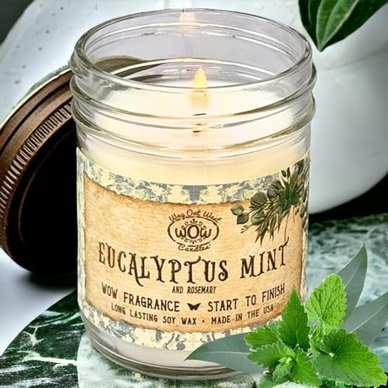 Scented Candle for Home by  - Long Lasting Home Fragrance or Essential Oils - Small Candles Gifts for Women - 8 Oz Eucalyptus Mint Natural Aromatherapy Soy Candles - Made in USA