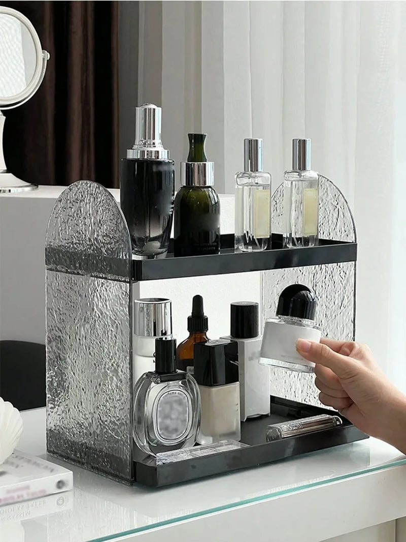 Makeup Organizer Acrylic Holder Double Layers Lipstick Holder Clear Skincare Cosmetic Storage Box Desktop Display Rack Decor