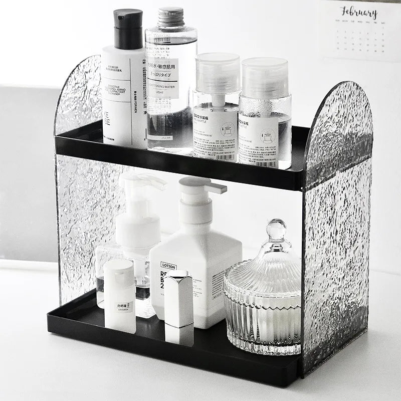 Makeup Organizer Acrylic Holder Double Layers Lipstick Holder Clear Skincare Cosmetic Storage Box Desktop Display Rack Decor