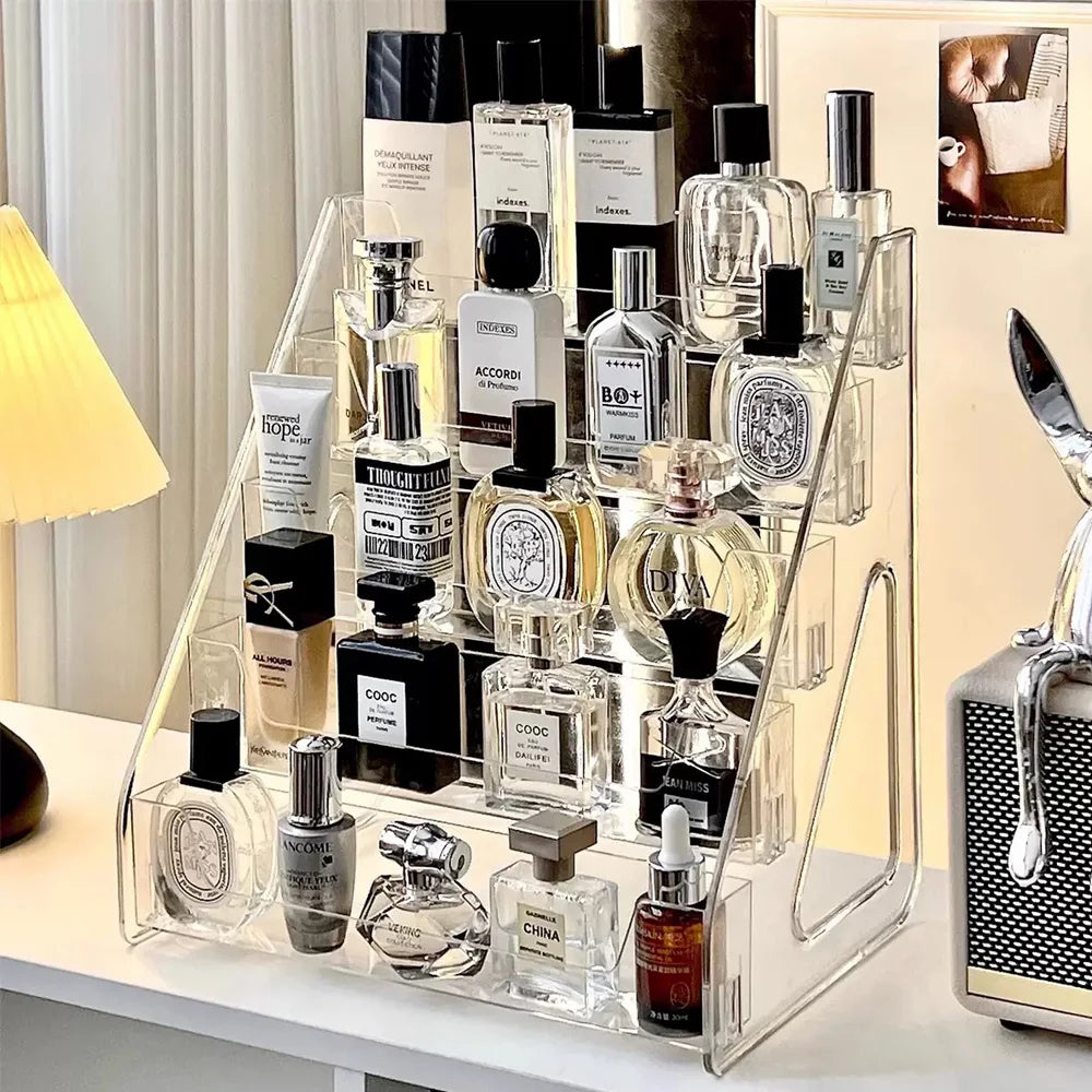 Multi-Layer Desktop Cosmetics Shelf Air Cushion Eyeshadow Tray Storage Box Perfume Display Rack Organizer for Dresser