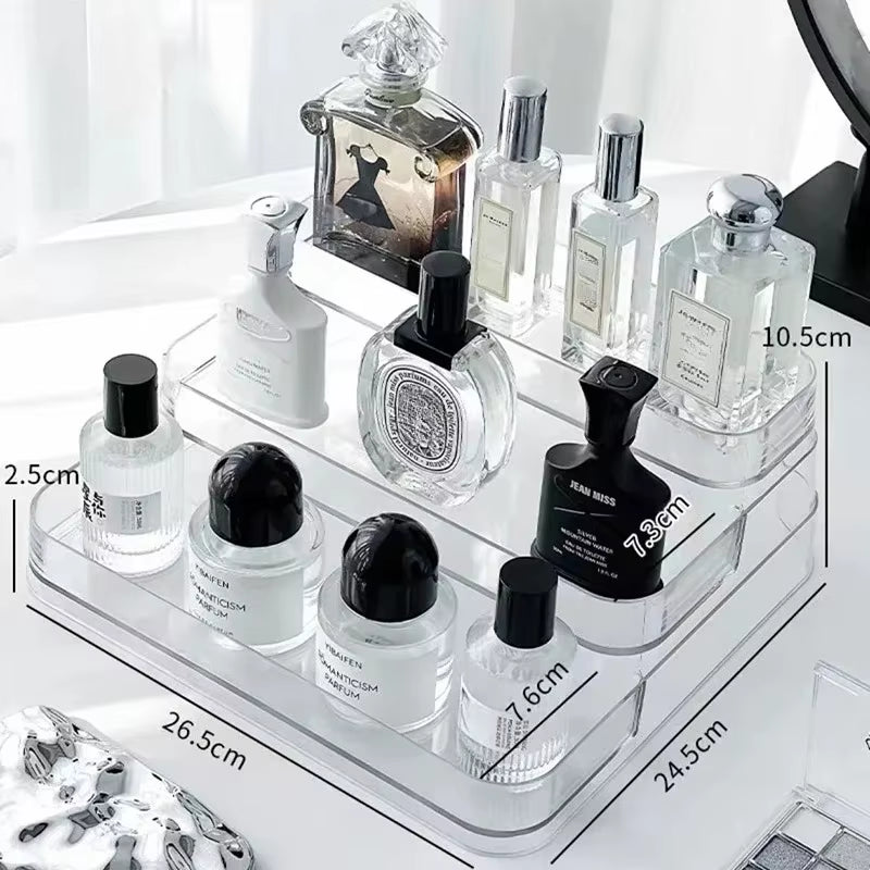 Acrylic Three-Layer Transparent Perfume Organizer Rack Q Fragrance Mini Storage Box Display Stand Plastic Storage Holder